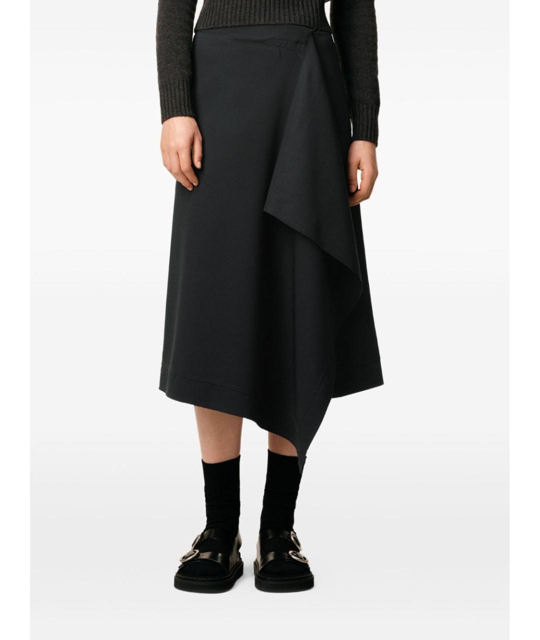 Ami Paris Антрацитовая шерстяная юбка миди, фото 2