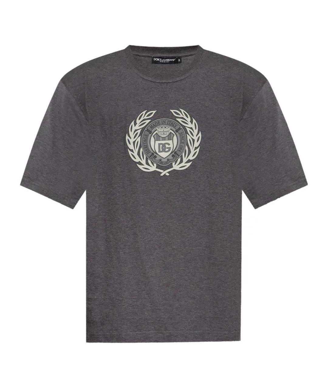 DOLCE&GABBANA Серая хлопковая футболка, фото 1