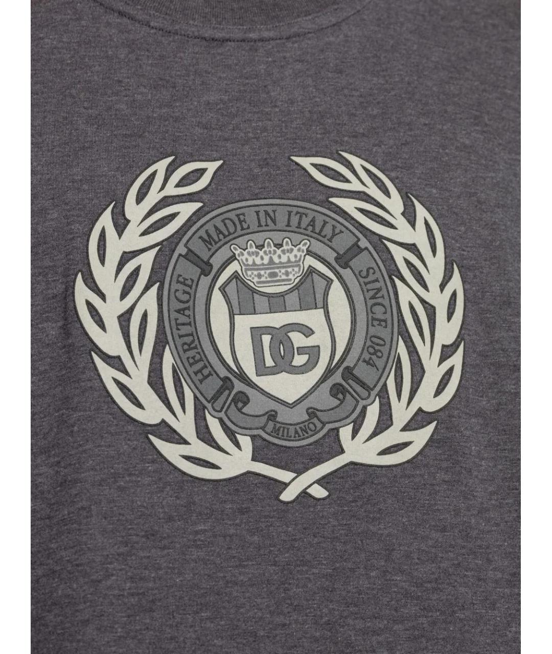 DOLCE&GABBANA Серая хлопковая футболка, фото 5