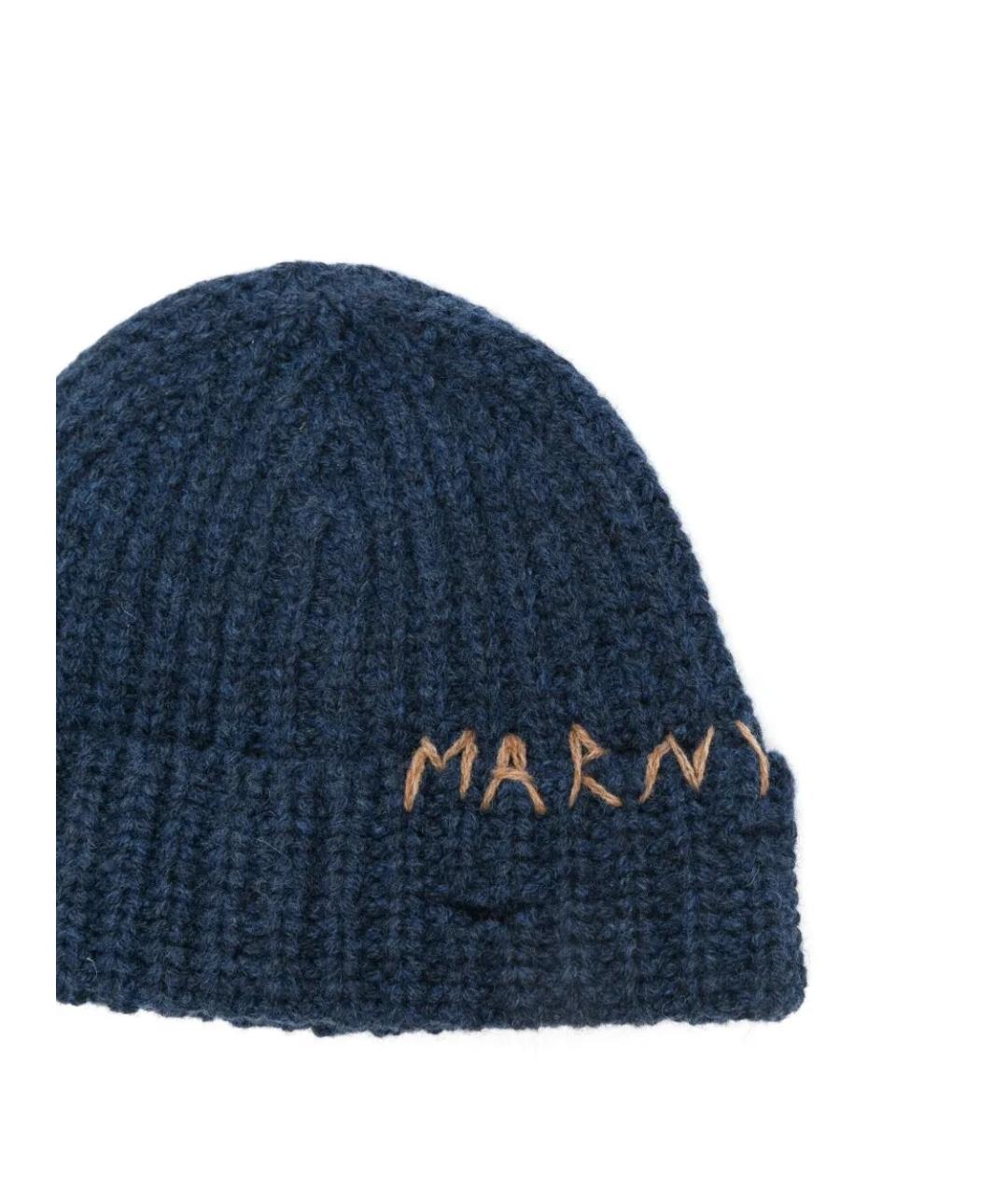 MARNI Синяя шерстяная шапка, фото 2