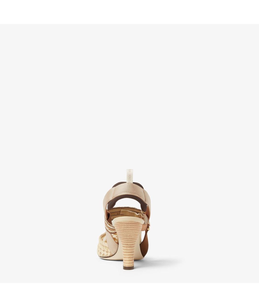 FENDI Бежевые текстильные туфли, фото 3