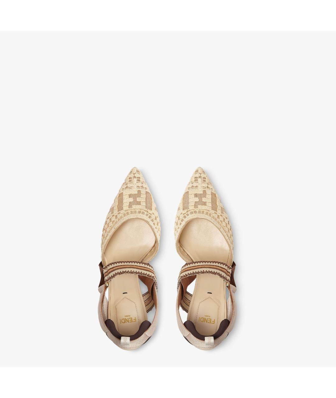 FENDI Бежевые текстильные туфли, фото 4