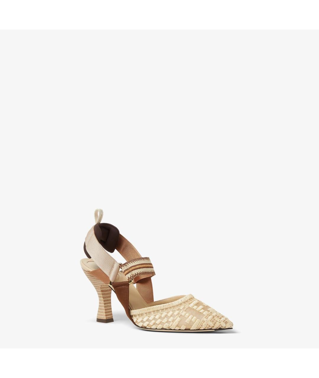 FENDI Бежевые текстильные туфли, фото 2