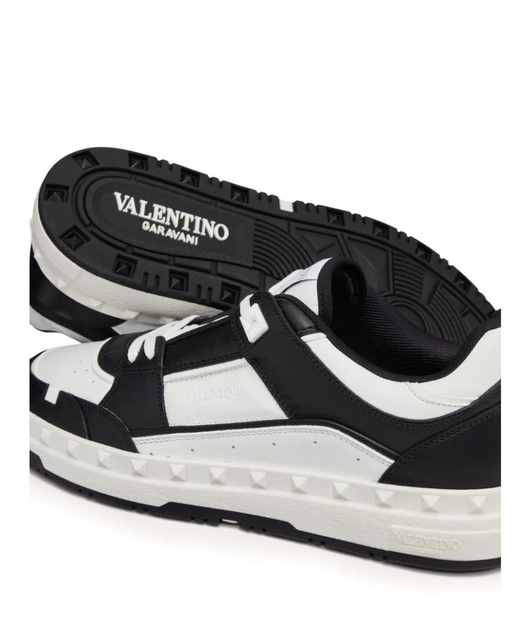 VALENTINO Черные кожаные низкие кроссовки / кеды, фото 5