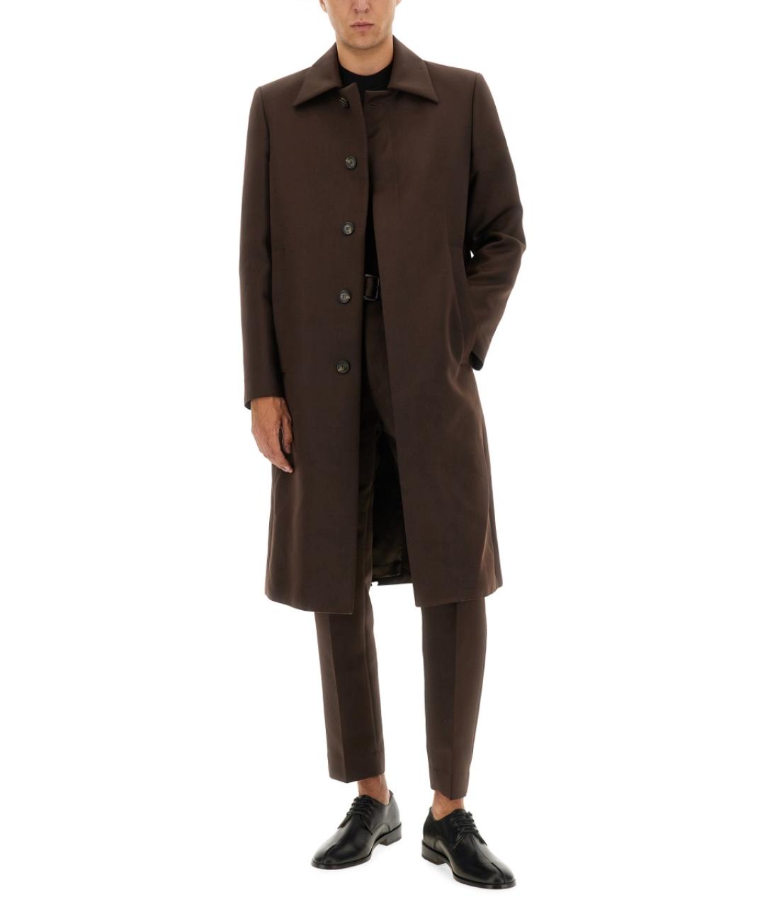 MM6 MAISON MARGIELA Коричневое полиэстеровое пальто, фото 4