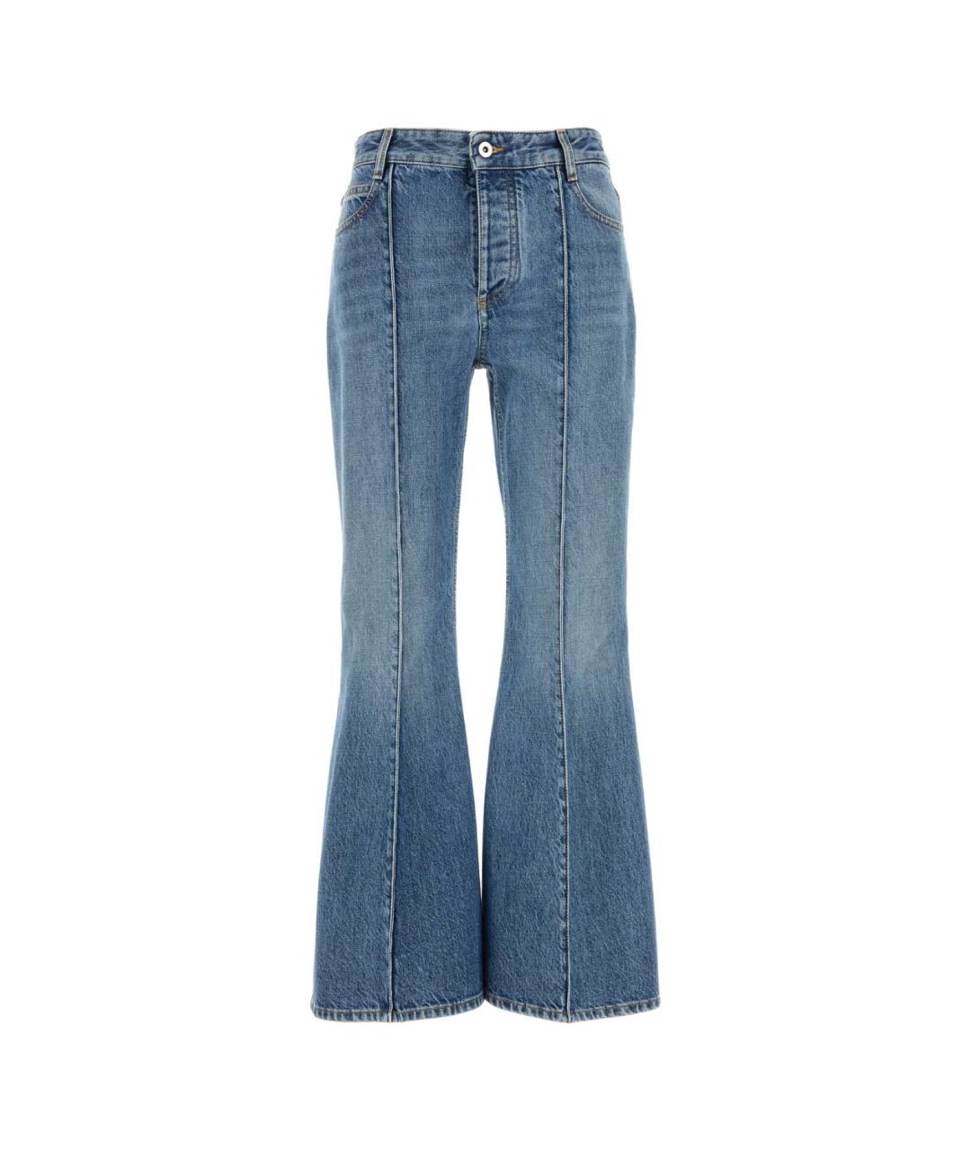 BOTTEGA VENETA Синие хлопковые прямые брюки, фото 1