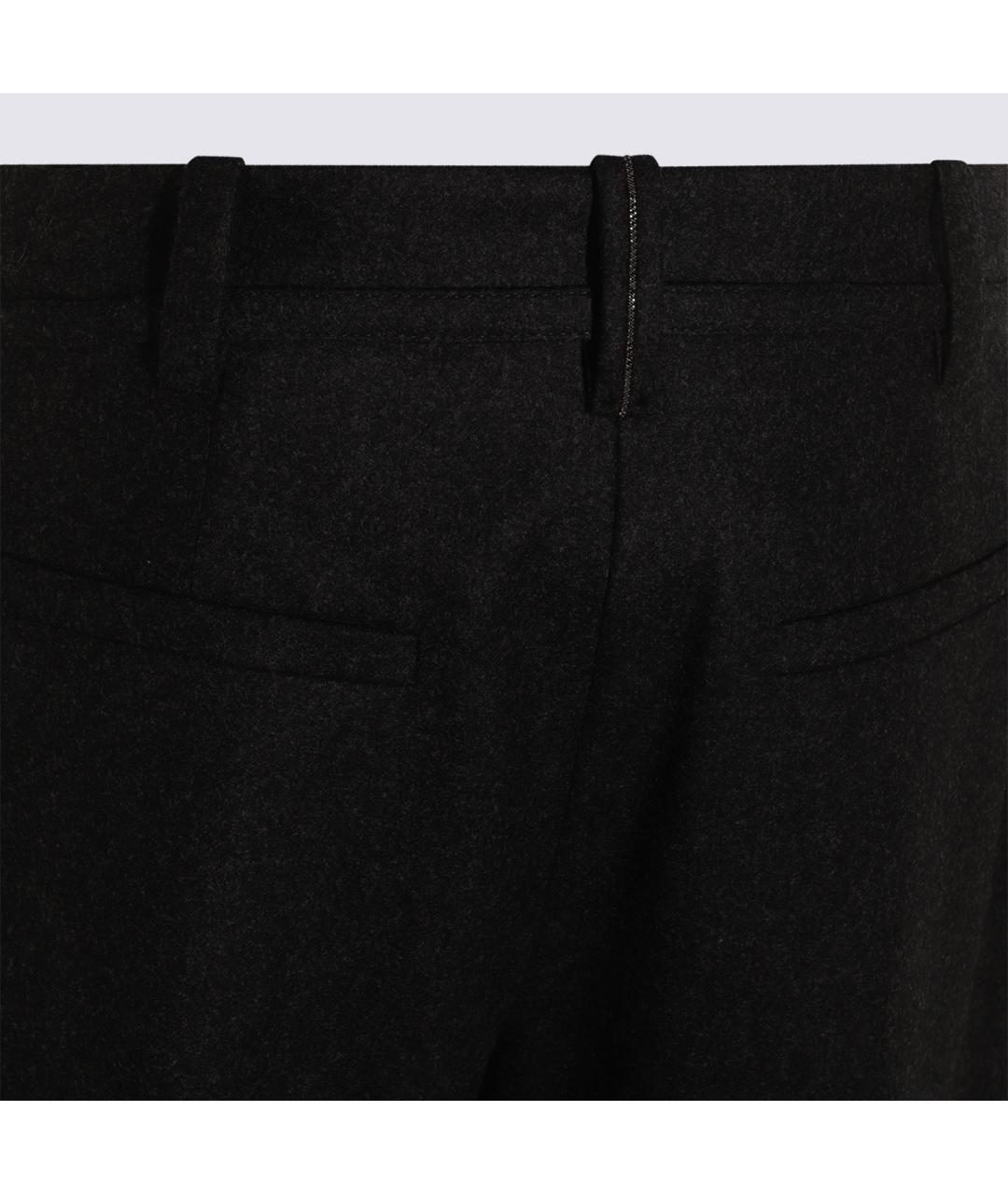 BRUNELLO CUCINELLI Черные шерстяные прямые брюки, фото 4