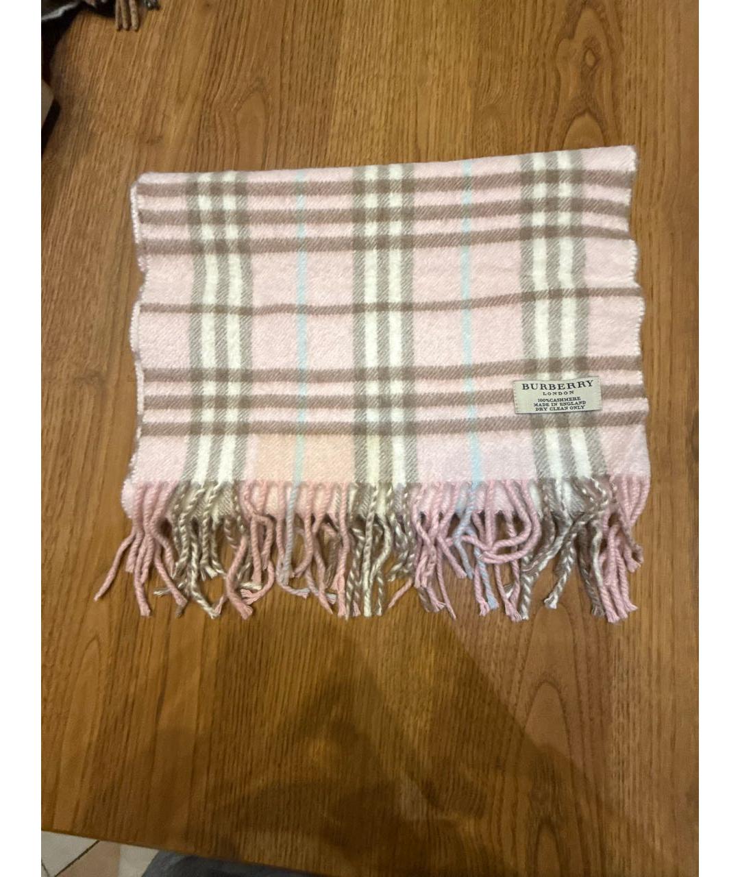 BURBERRY Розовый кашемировый шарф, фото 5