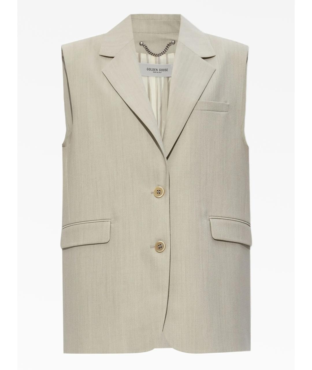 GOLDEN GOOSE DELUXE BRAND Бежевый шерстяной жилет, фото 6