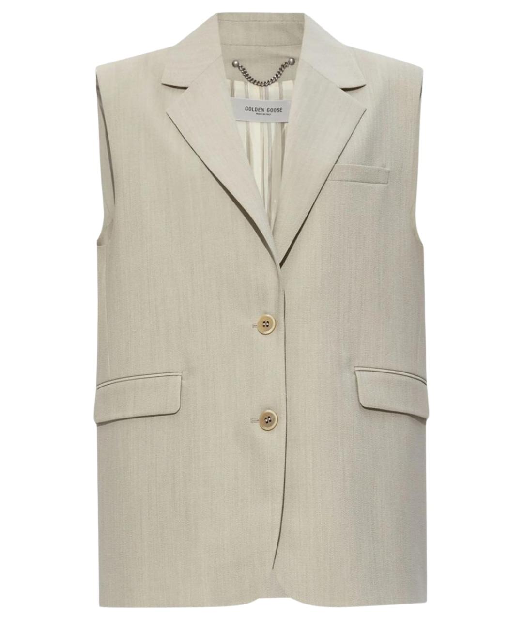 GOLDEN GOOSE DELUXE BRAND Бежевый шерстяной жилет, фото 1