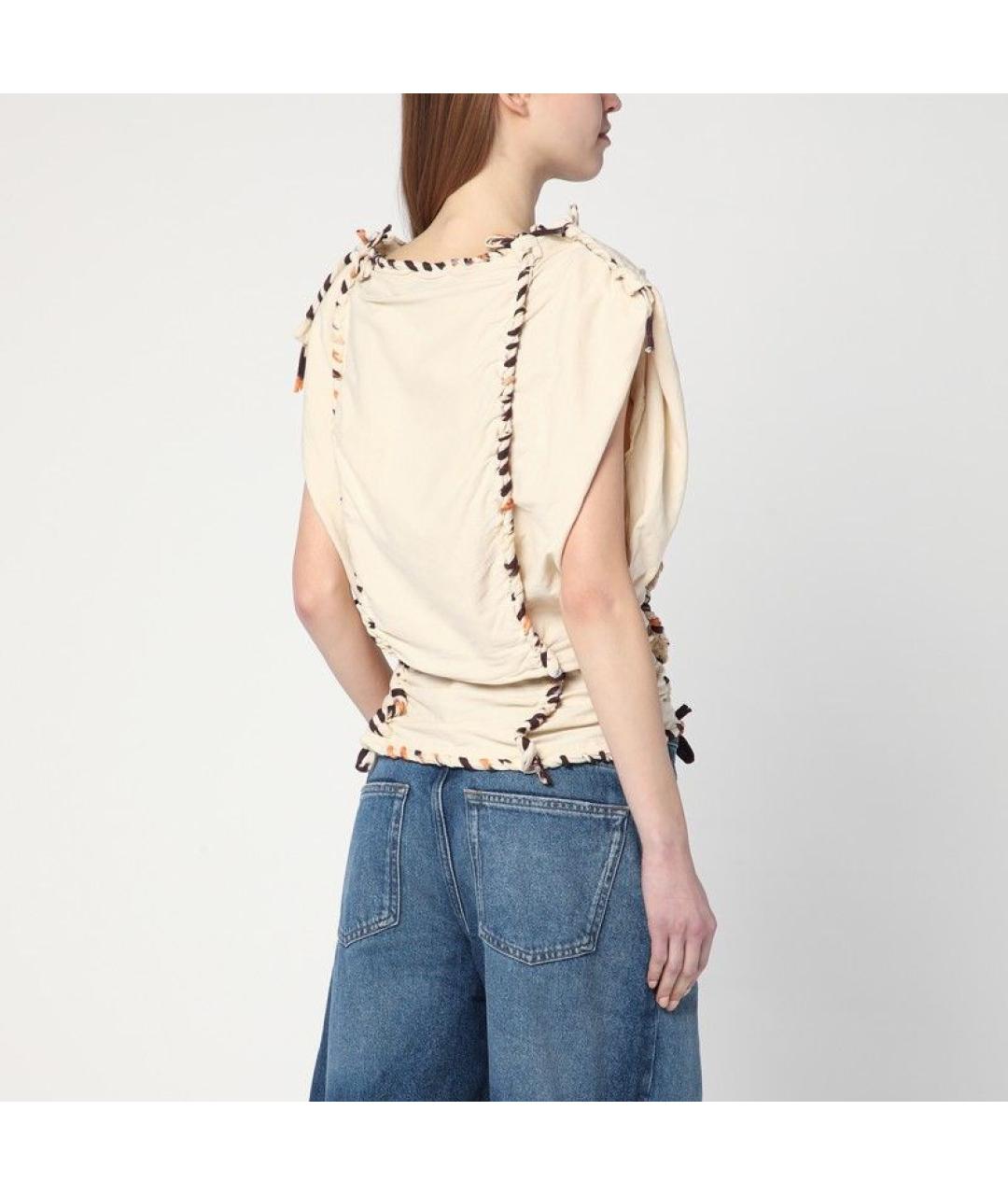 ISABEL MARANT Бежевая хлопковая футболка, фото 3