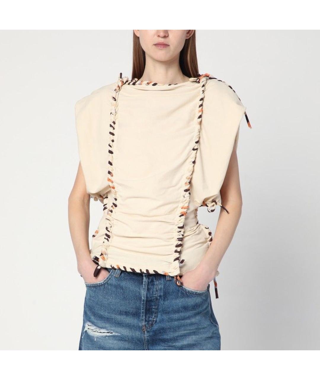 ISABEL MARANT Бежевая хлопковая футболка, фото 2