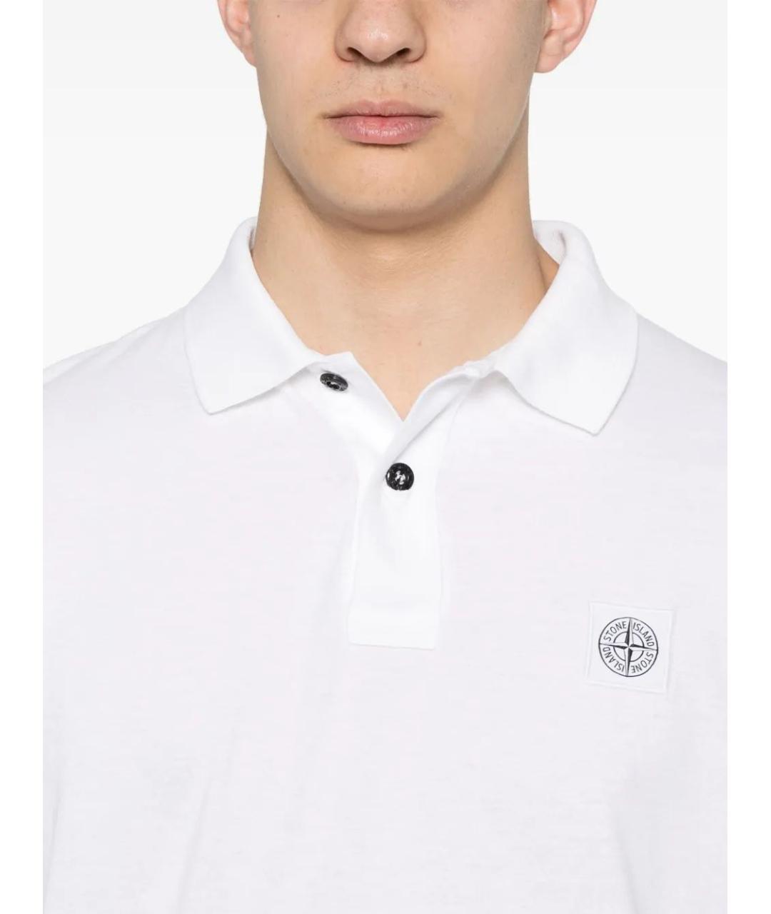STONE ISLAND Белая хлопковая футболка, фото 4