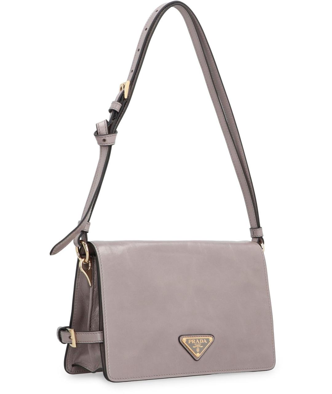 PRADA Серая кожаная сумка через плечо, фото 3