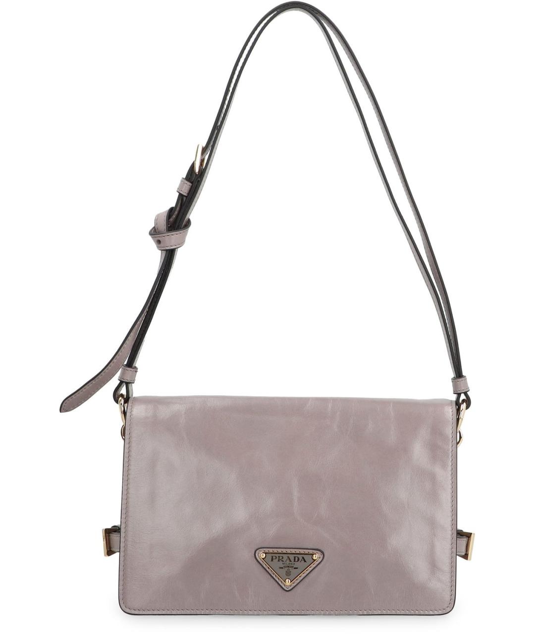 PRADA Серая кожаная сумка через плечо, фото 2