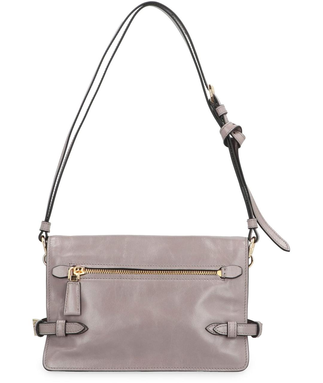 PRADA Серая кожаная сумка через плечо, фото 4