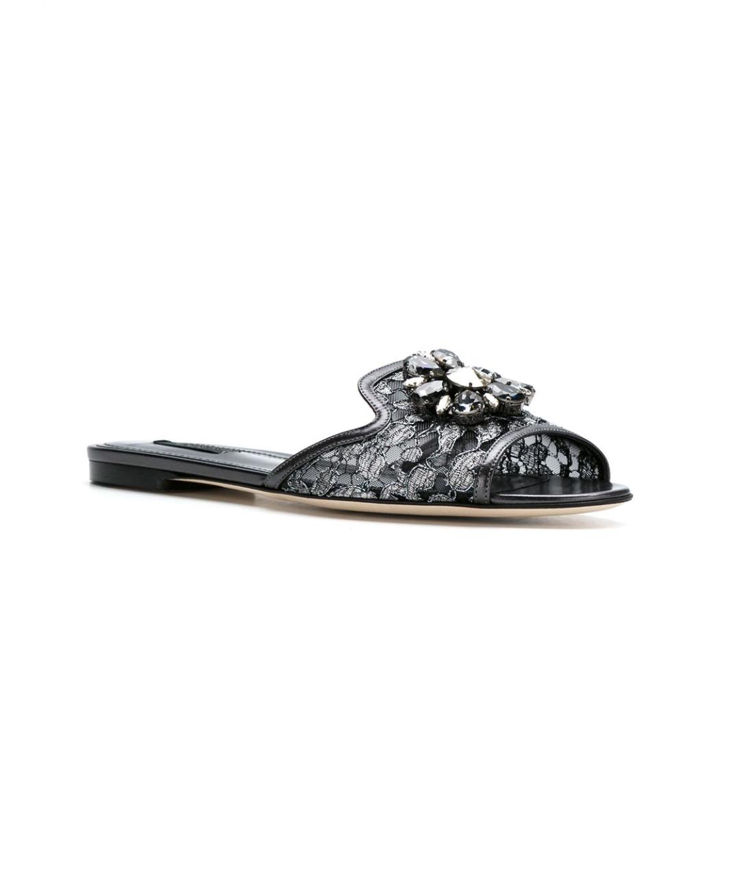 DOLCE&GABBANA Серебряные текстильные шлепанцы, фото 2
