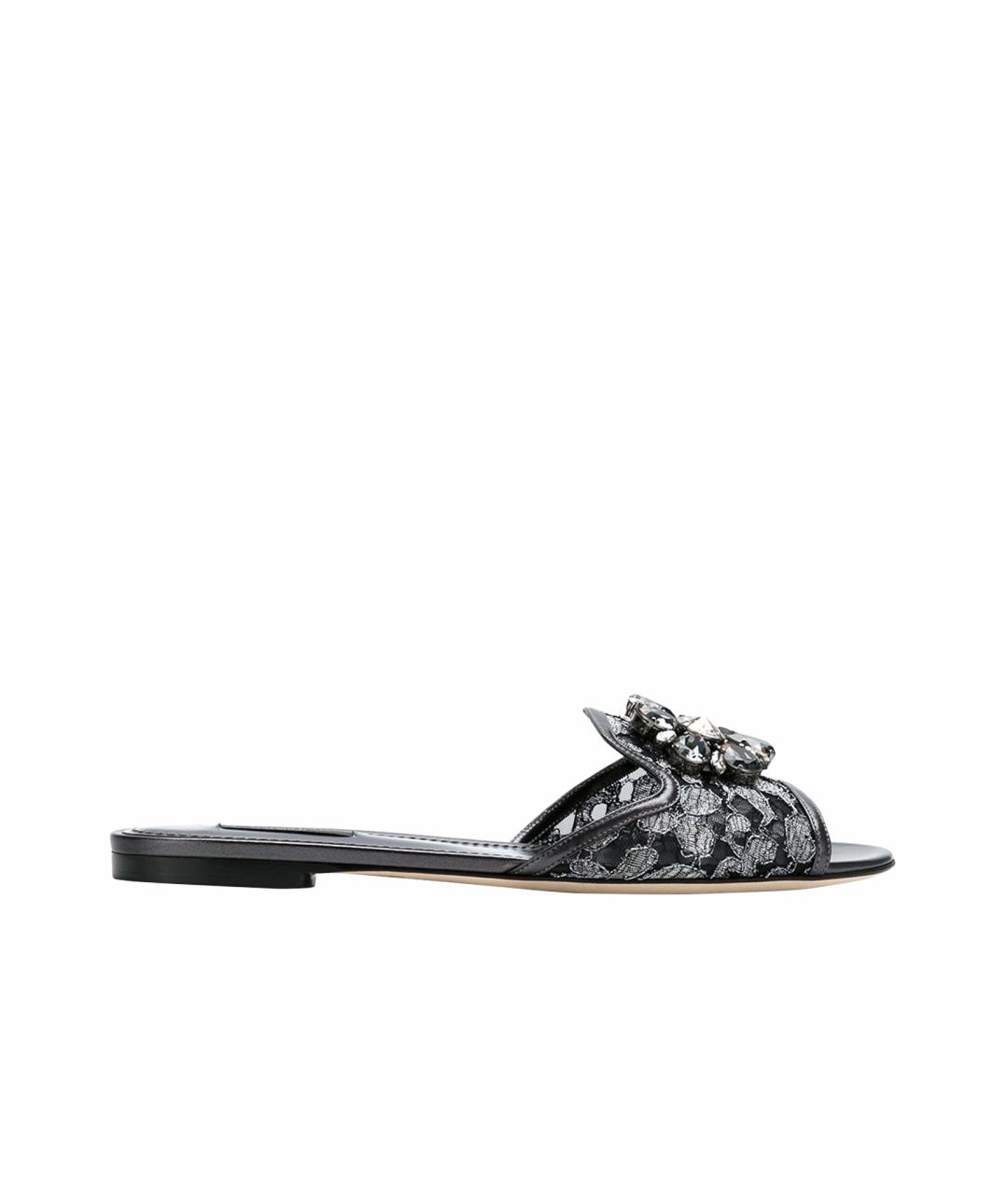 DOLCE&GABBANA Серебряные текстильные шлепанцы, фото 1