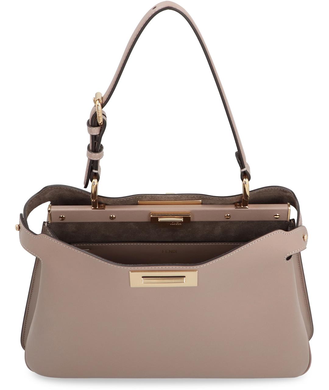 FENDI Бежевая кожаная сумка тоут, фото 5