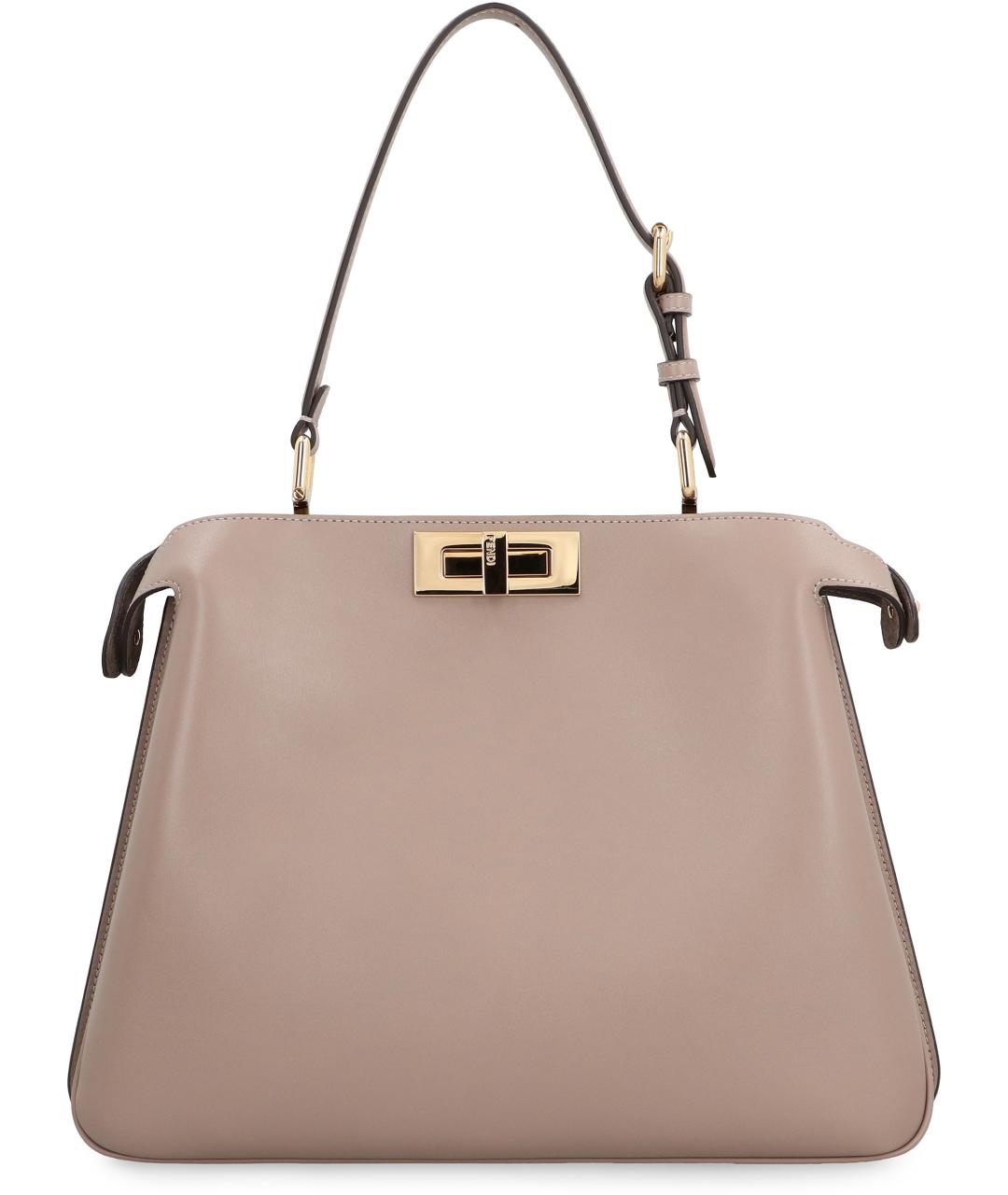 FENDI Бежевая кожаная сумка тоут, фото 4