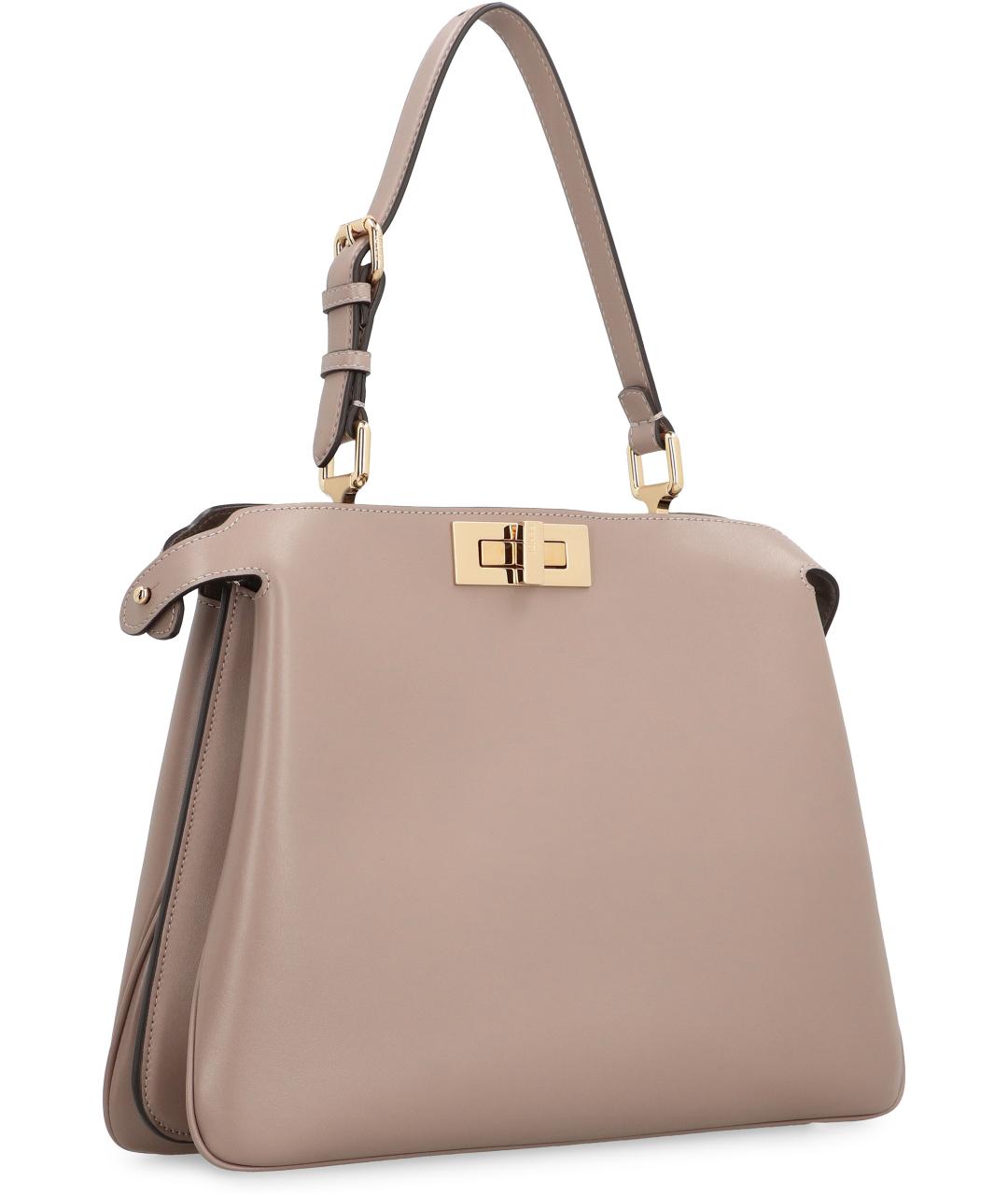 FENDI Бежевая кожаная сумка тоут, фото 3