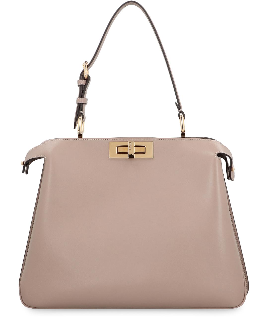 FENDI Бежевая кожаная сумка тоут, фото 2