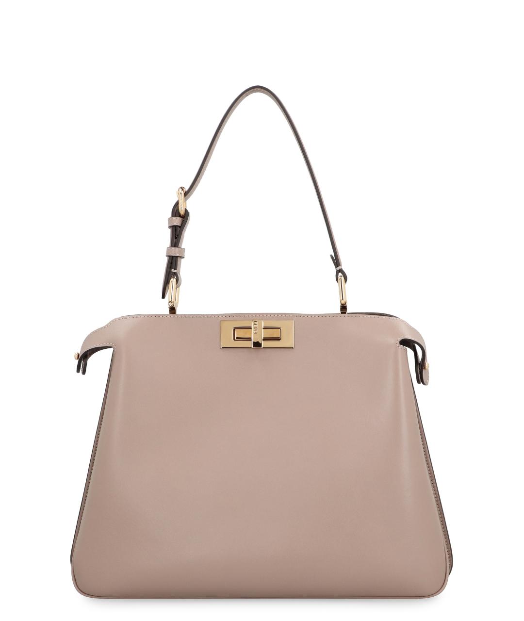 FENDI Бежевая кожаная сумка тоут, фото 1