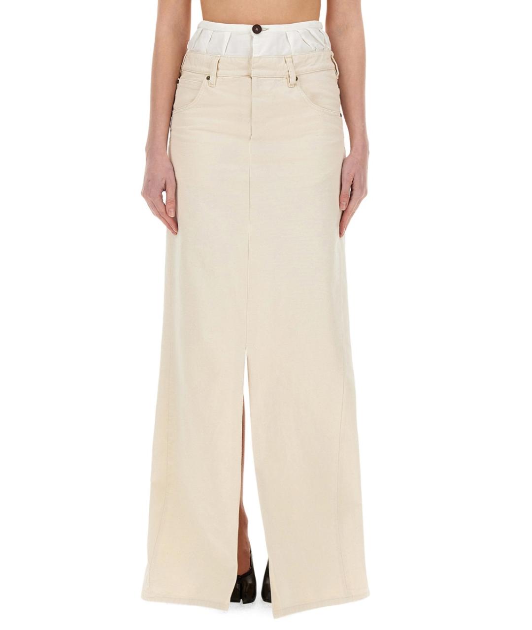 MAISON MARGIELA Бежевая хлопковая юбка макси, фото 5