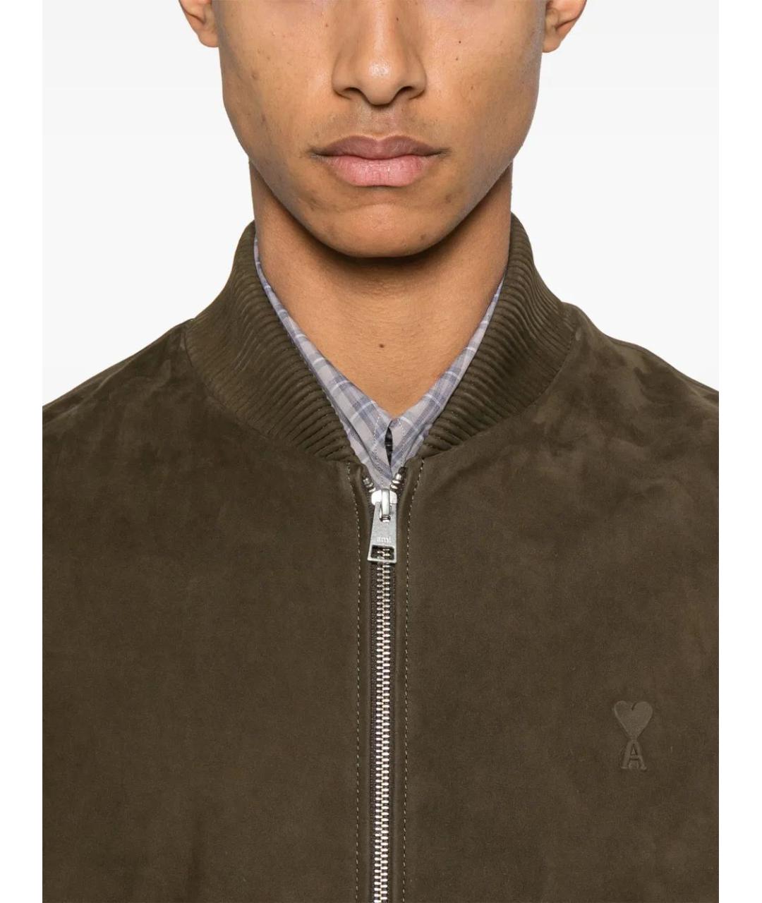 Ami Paris Коричневая кожаная куртка, фото 5