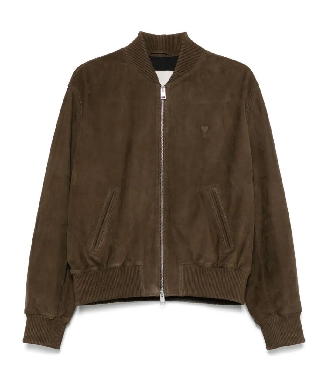 Ami Paris Коричневая кожаная куртка, фото 1