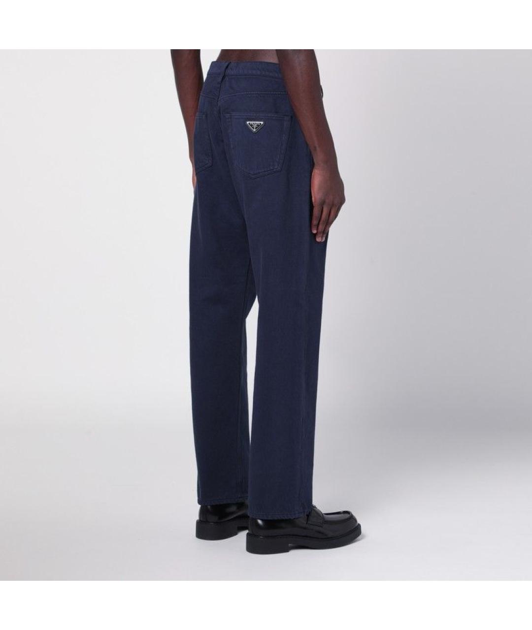 PRADA Темно-синие хлопковые прямые джинсы, фото 2