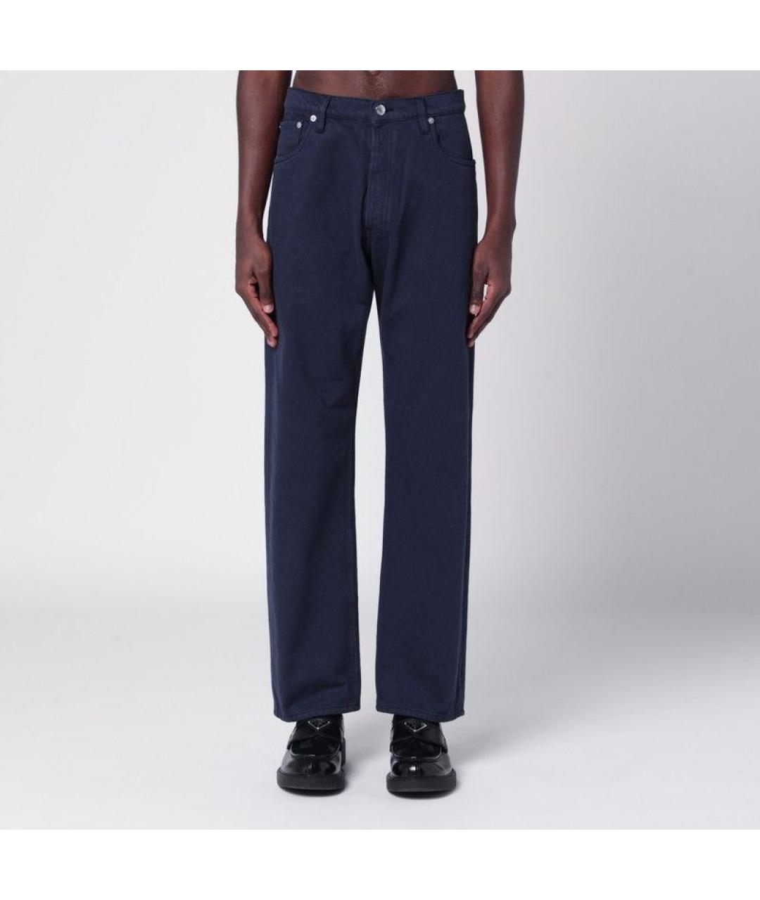 PRADA Темно-синие хлопковые прямые джинсы, фото 3