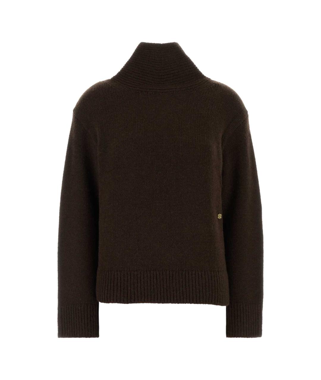 GANNI Коричневый шерстяной джемпер / свитер, фото 1