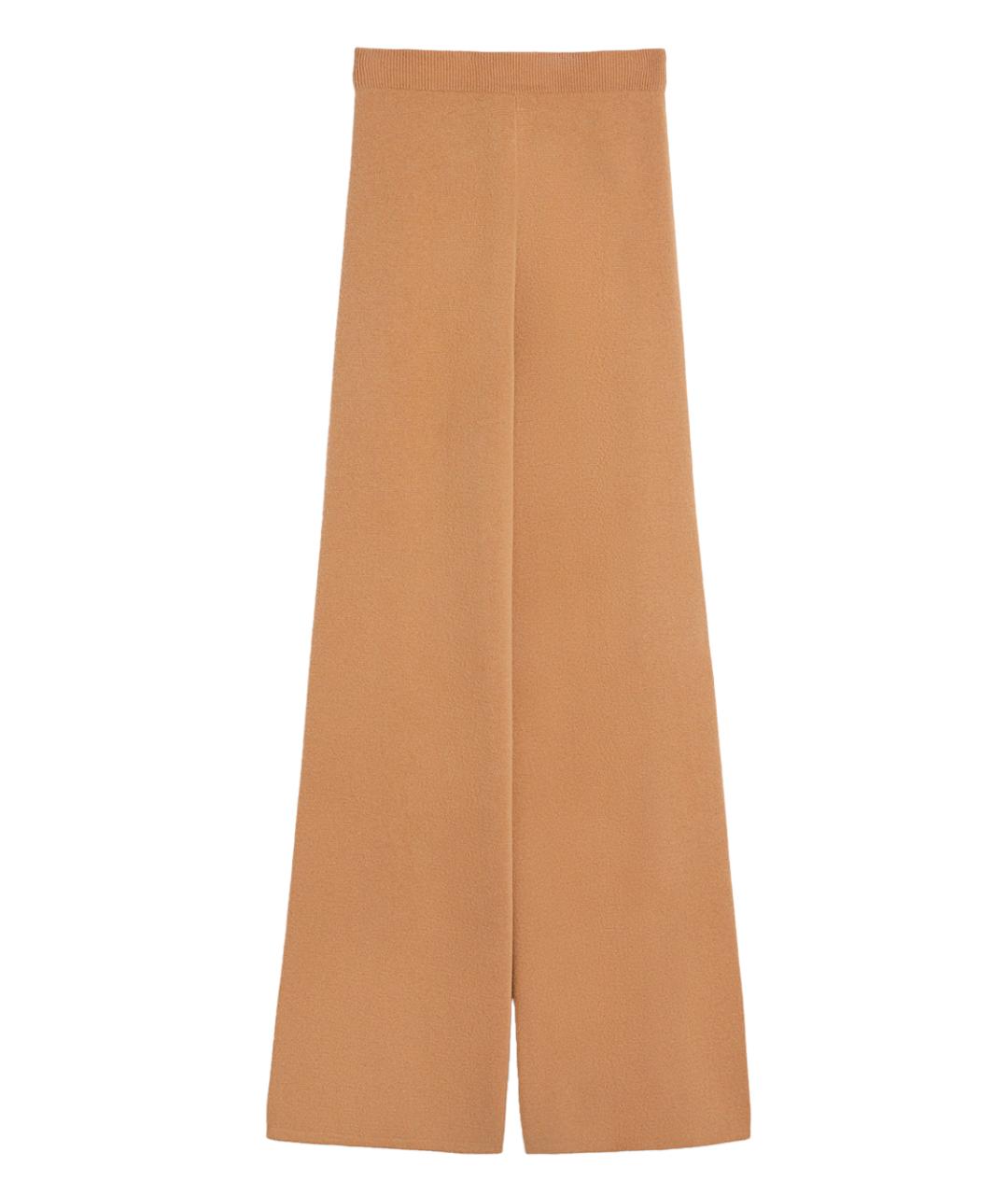 MAX MARA Коричневые кашемировые прямые брюки, фото 1