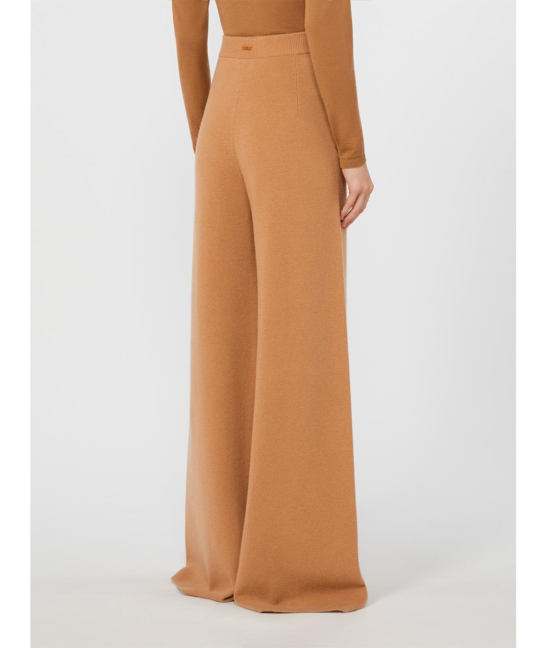 MAX MARA Коричневые кашемировые прямые брюки, фото 3