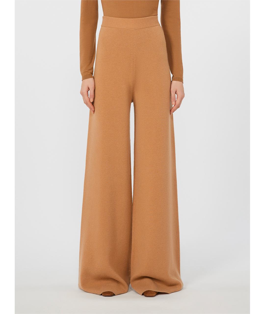 MAX MARA Коричневые кашемировые прямые брюки, фото 2