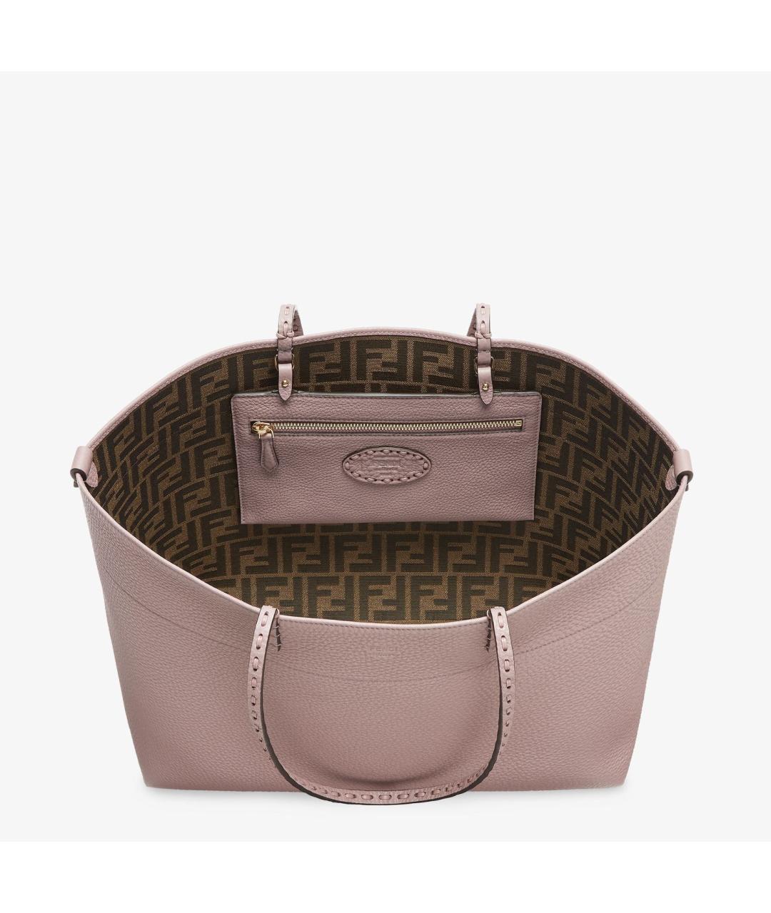FENDI Розовая кожаная сумка тоут, фото 2