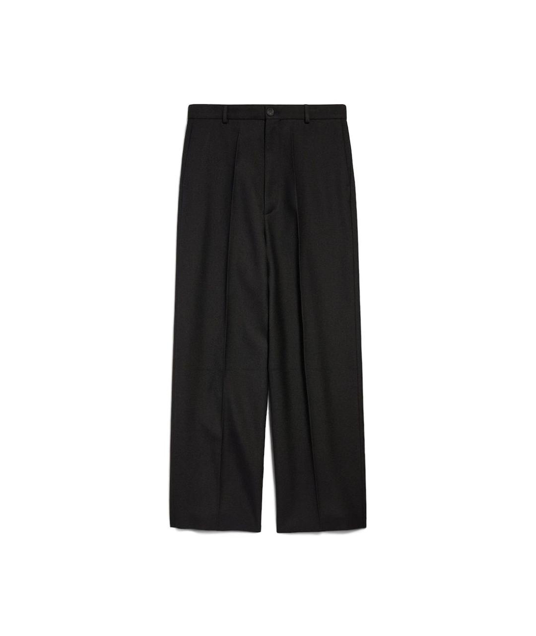 BALENCIAGA Черные шерстяные повседневные брюки, фото 1