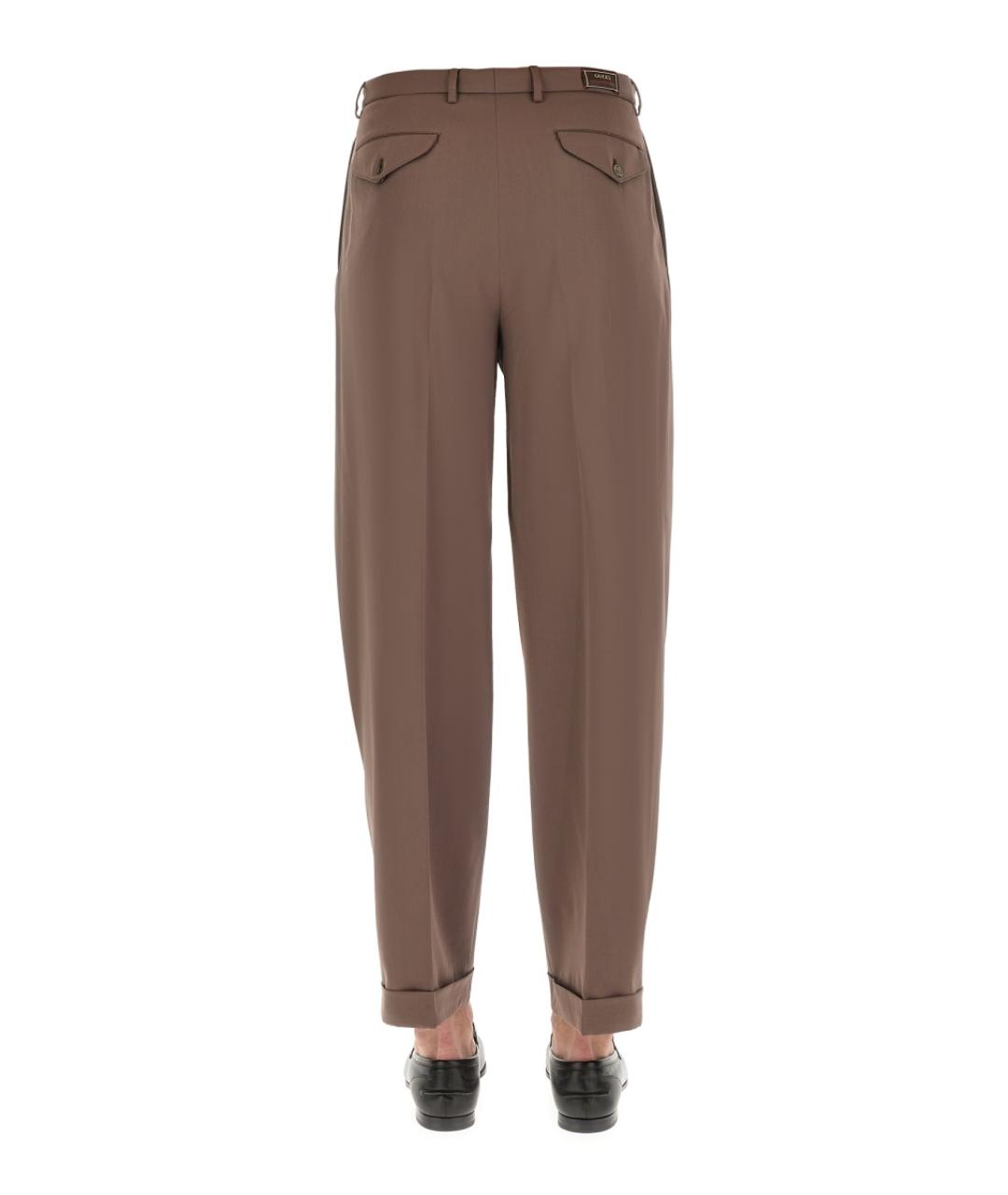 GUCCI Коричневые шерстяные повседневные брюки, фото 3