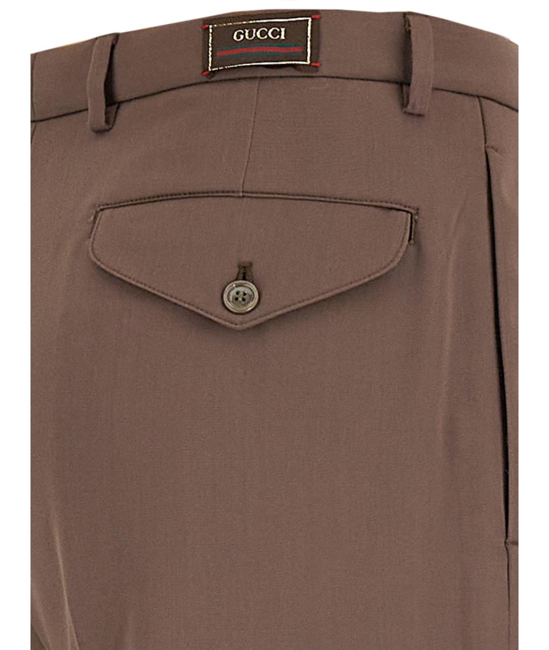 GUCCI Коричневые шерстяные повседневные брюки, фото 5
