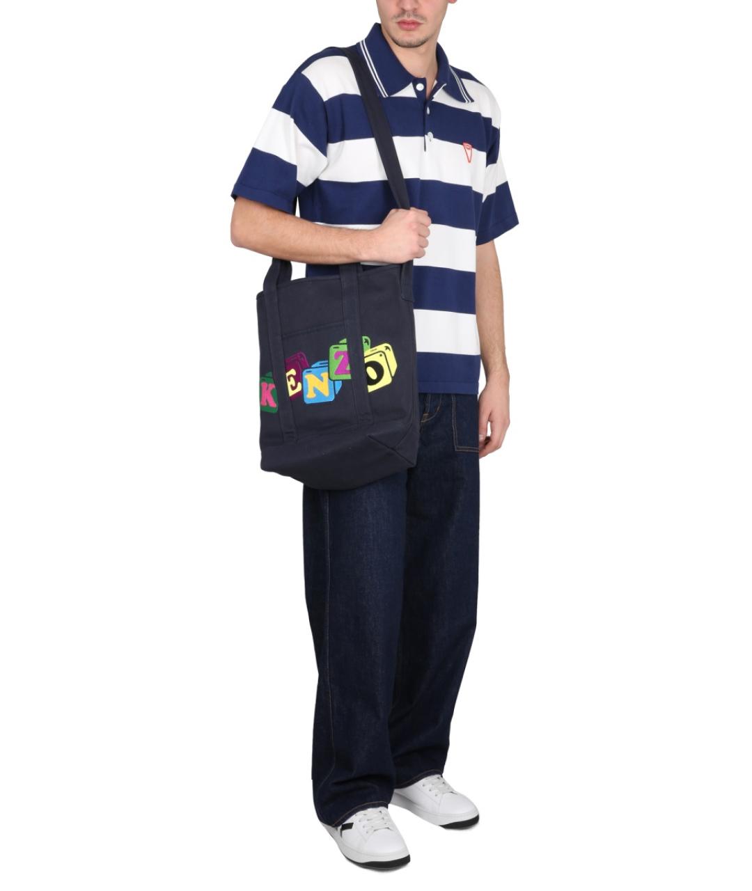 KENZO Синее хлопковое поло с коротким рукавом, фото 3