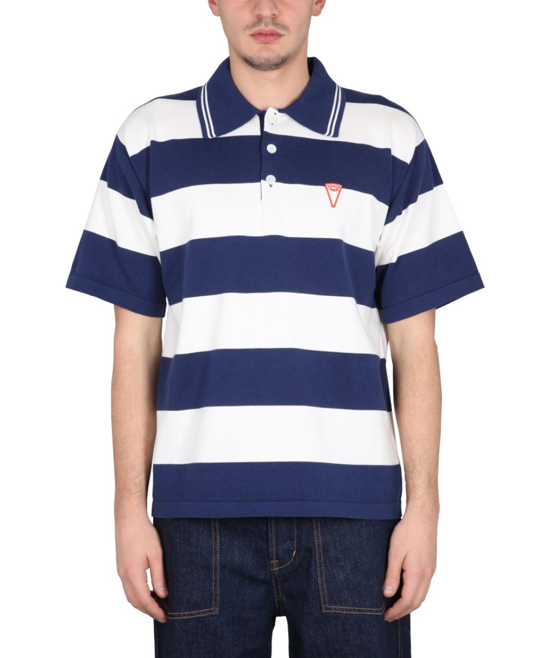 KENZO Синее хлопковое поло с коротким рукавом, фото 2