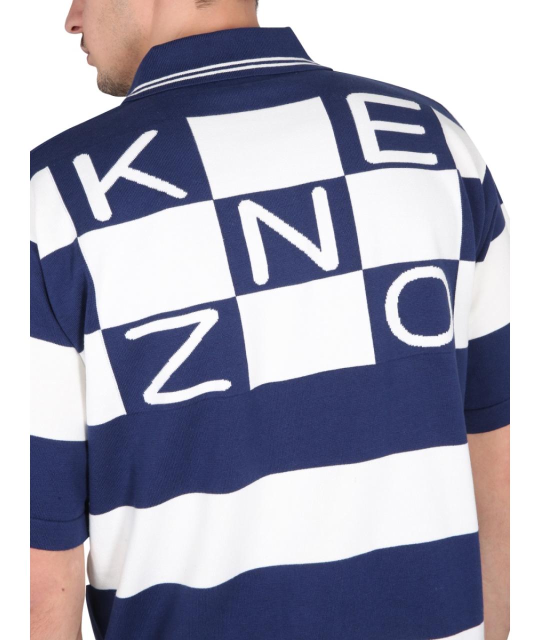 KENZO Синее хлопковое поло с коротким рукавом, фото 5