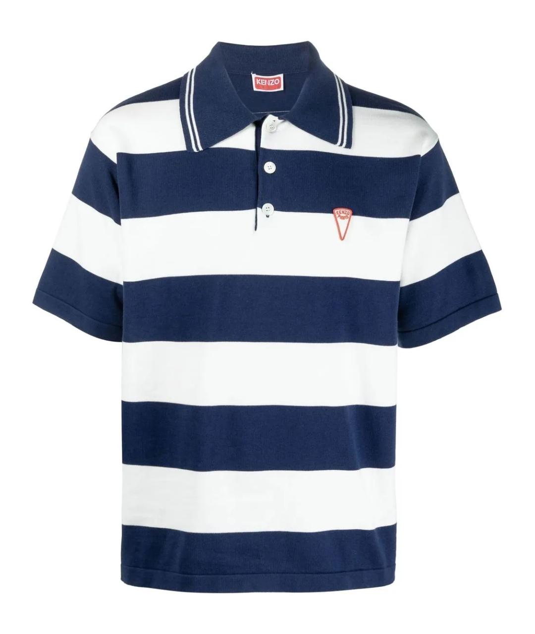 KENZO Синее хлопковое поло с коротким рукавом, фото 1