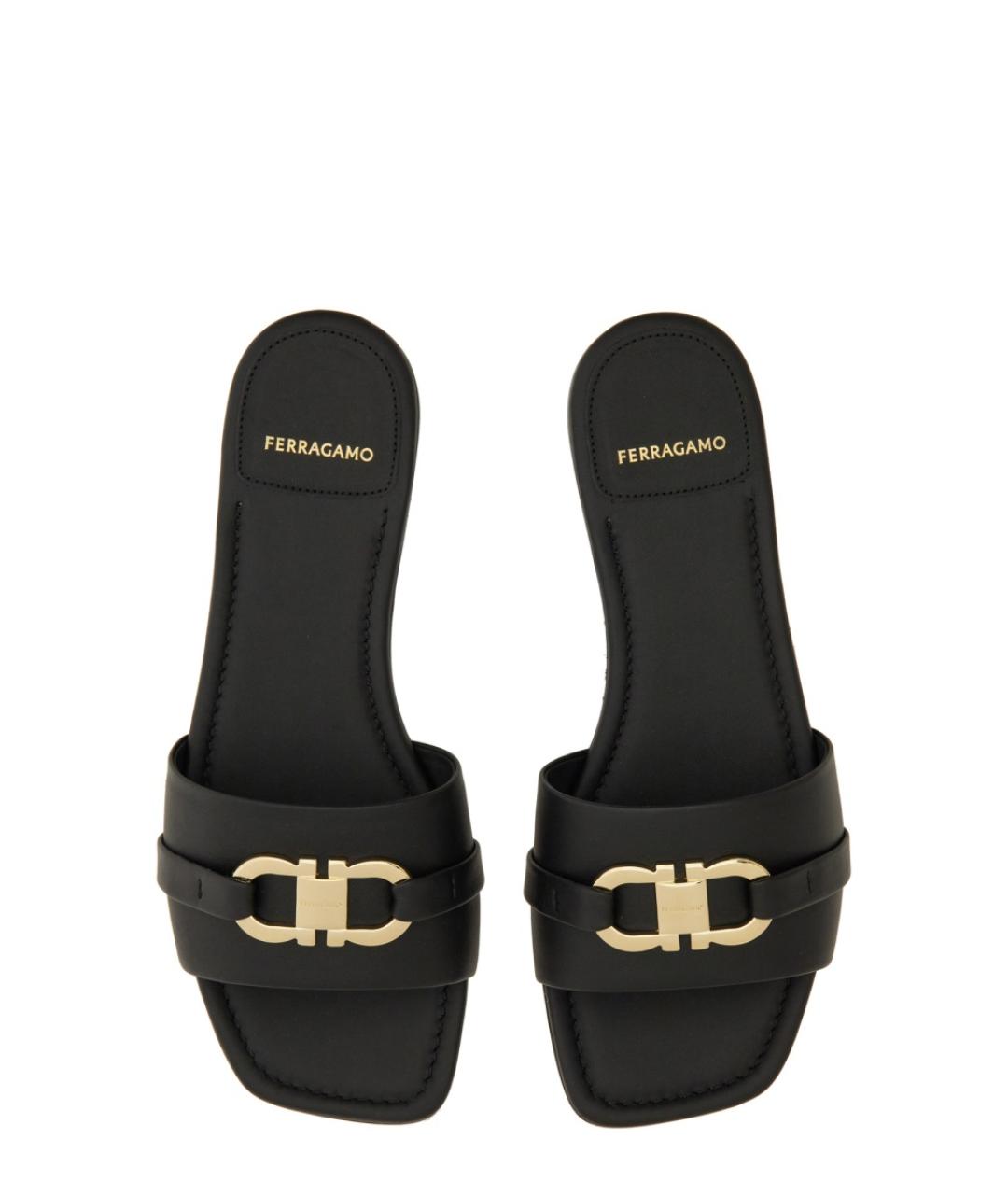 FERRAGAMO Черные кожаные сандалии, фото 2