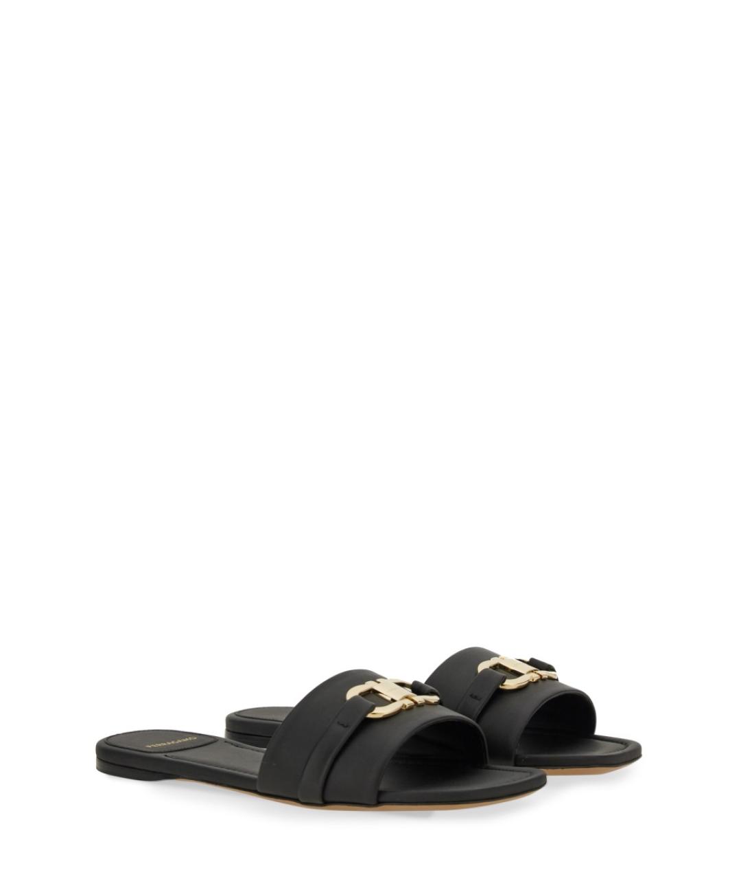 FERRAGAMO Черные кожаные сандалии, фото 3