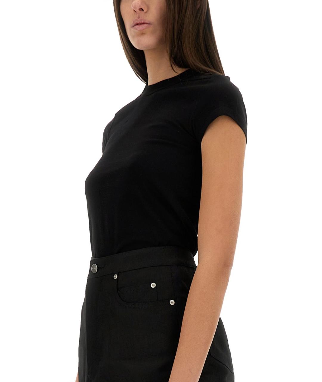 RICK OWENS Черная хлопковая футболка, фото 5