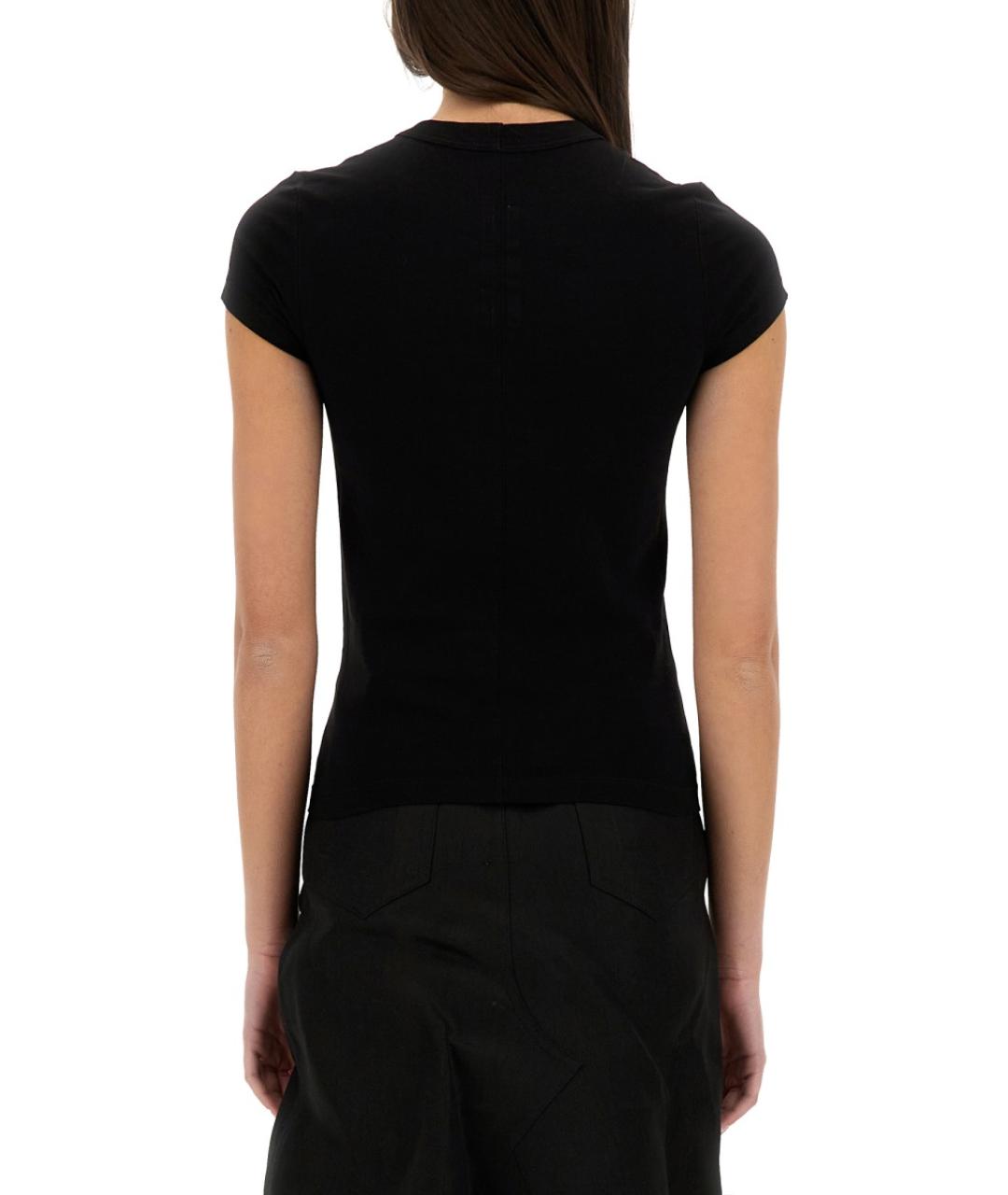 RICK OWENS Черная хлопковая футболка, фото 4