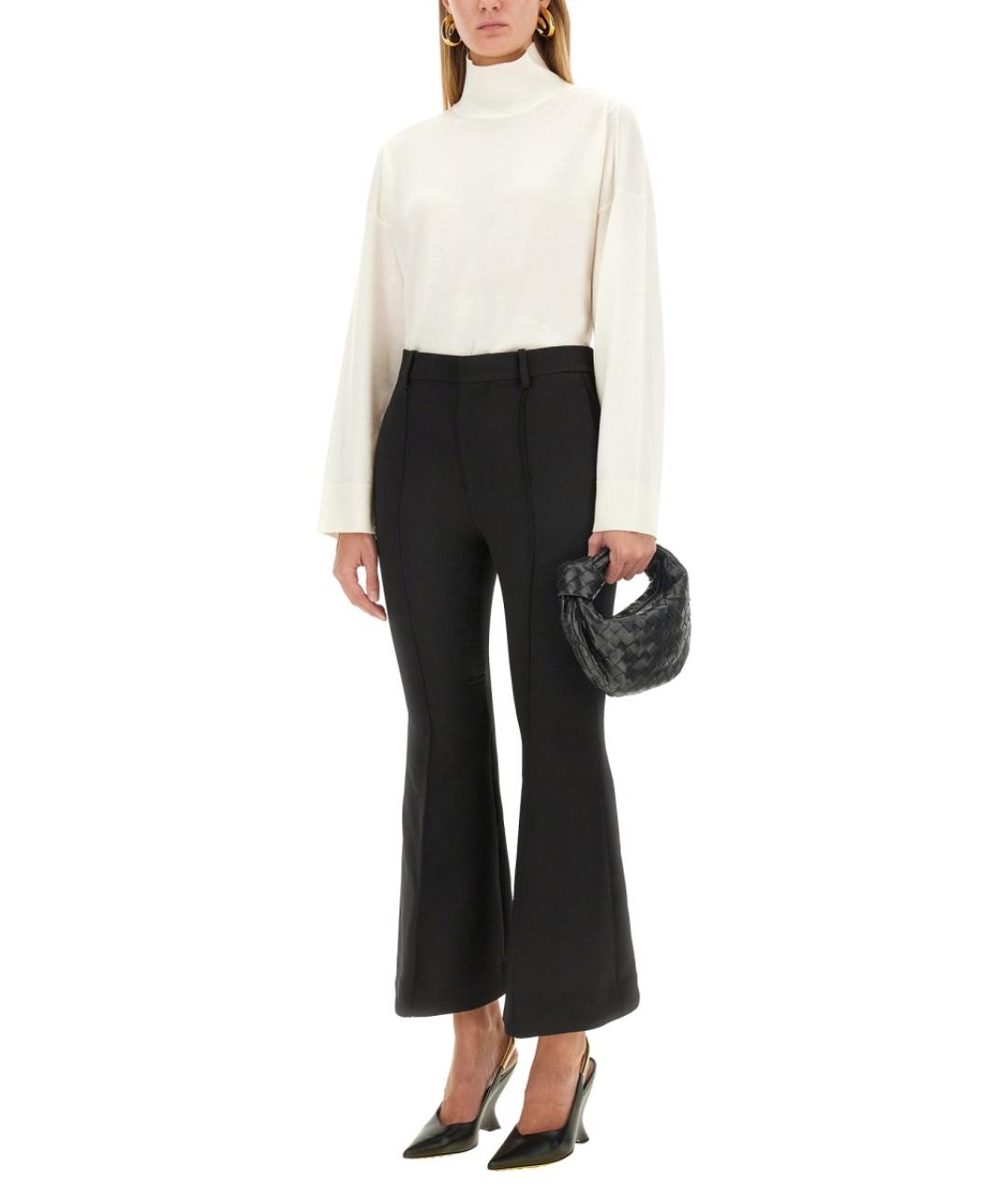 BOTTEGA VENETA Черные шерстяные прямые брюки, фото 2