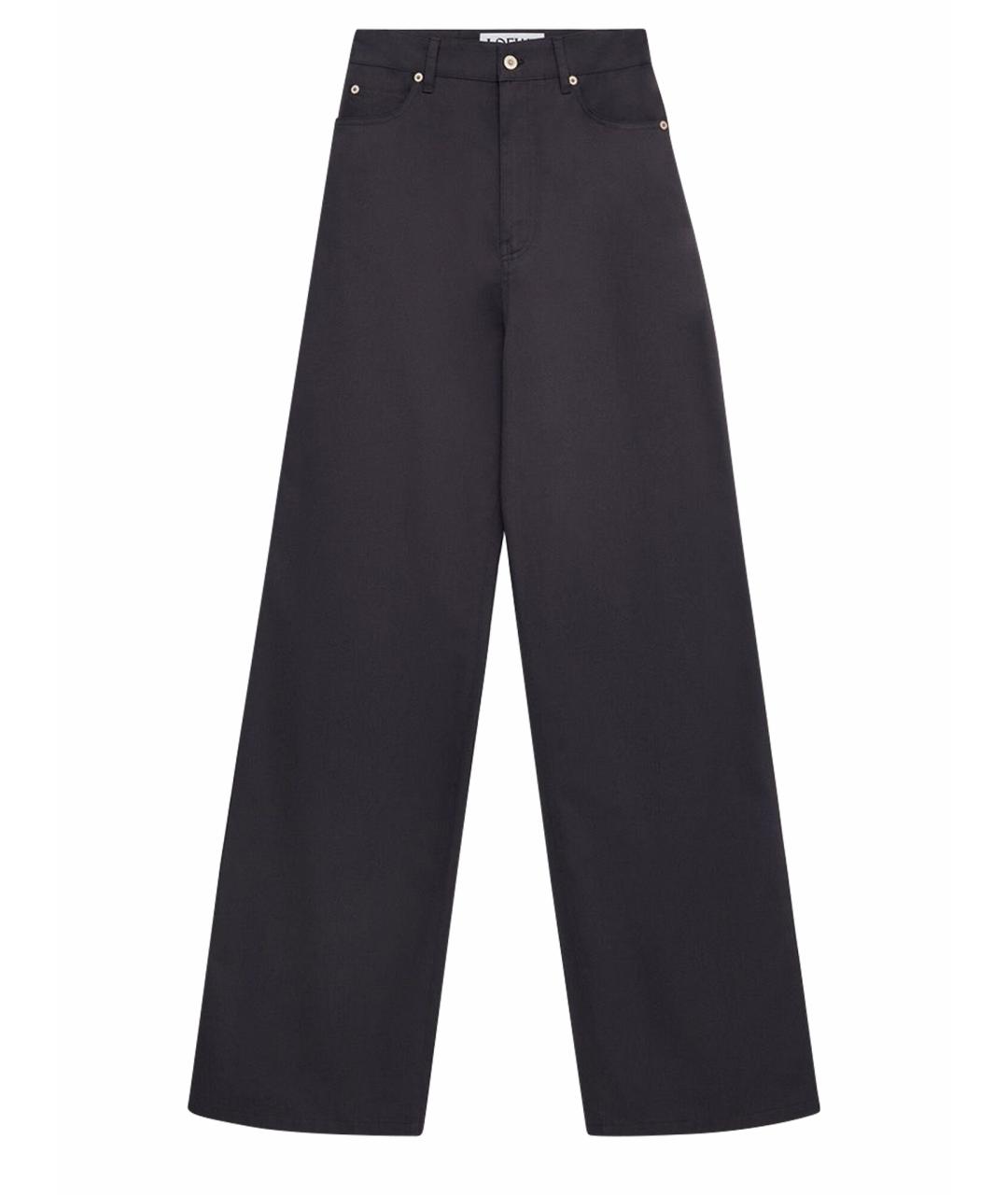 LOEWE Серые хлопковые прямые брюки, фото 1